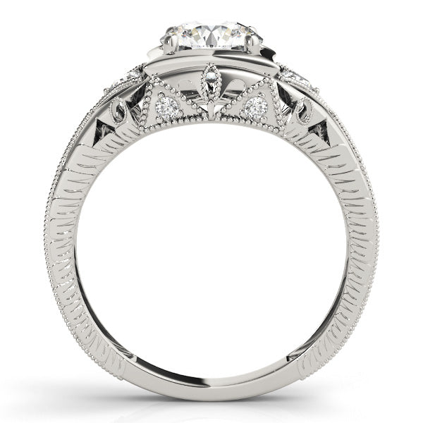 Vintage Inspired Engraved Filigree Engagement Ring