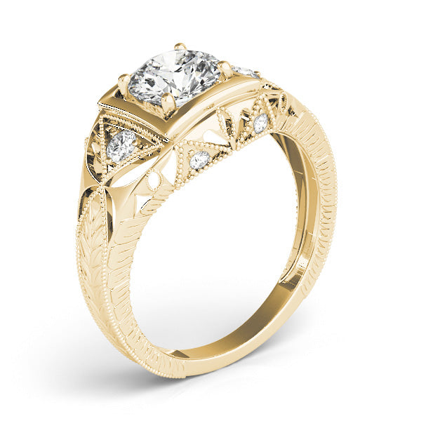 Vintage Inspired Engraved Filigree Engagement Ring