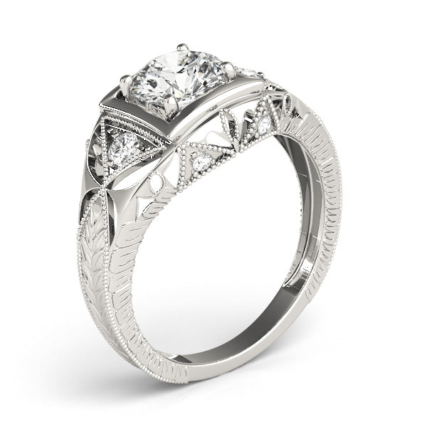 Vintage Inspired Engraved Filigree Engagement Ring