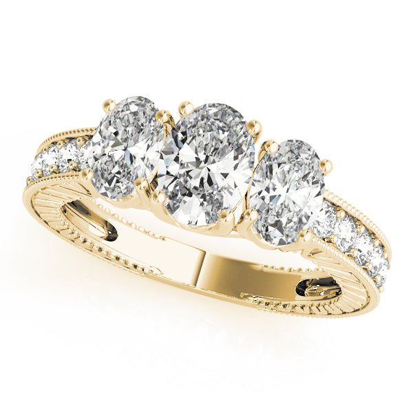 Antique 3-Stone Trellis Oval Engagement Ring