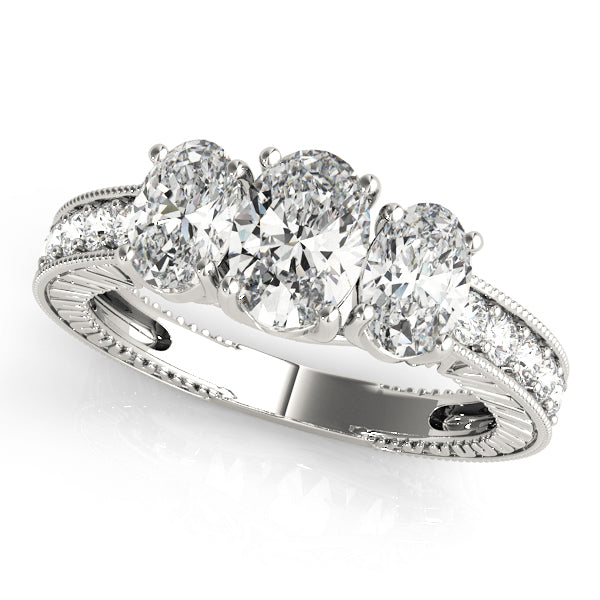 Antique 3-Stone Trellis Oval Engagement Ring