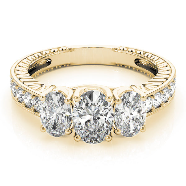 Antique 3-Stone Trellis Oval Engagement Ring