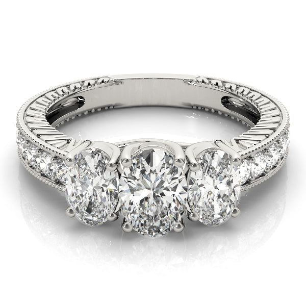 Antique 3-Stone Trellis Oval Engagement Ring