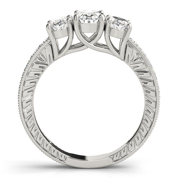 Antique 3-Stone Trellis Oval Engagement Ring