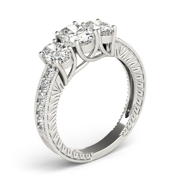 Antique 3-Stone Trellis Oval Engagement Ring
