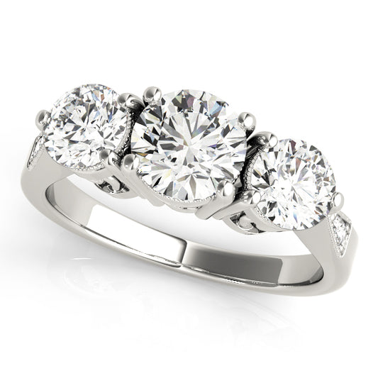ENGAGEMENT RINGS 3 STONE ROUND