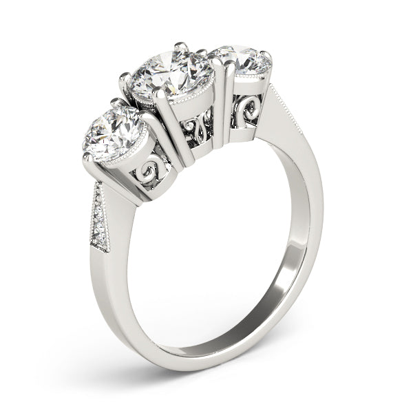 ENGAGEMENT RINGS 3 STONE ROUND