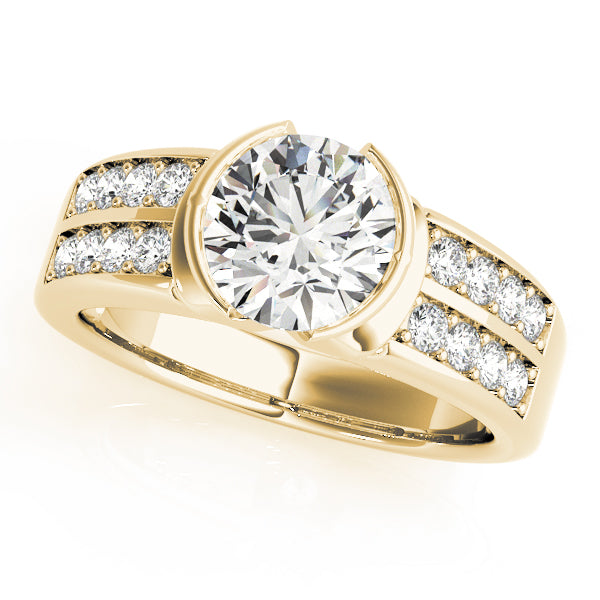 Multirow Half-Bezel Engagement Ring