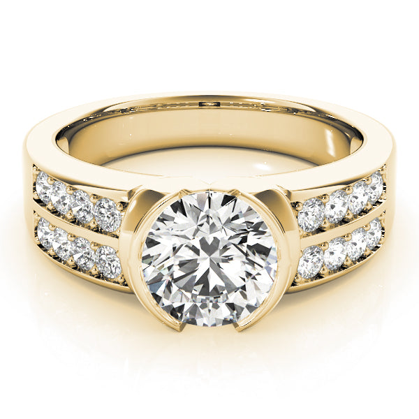 Multirow Half-Bezel Engagement Ring