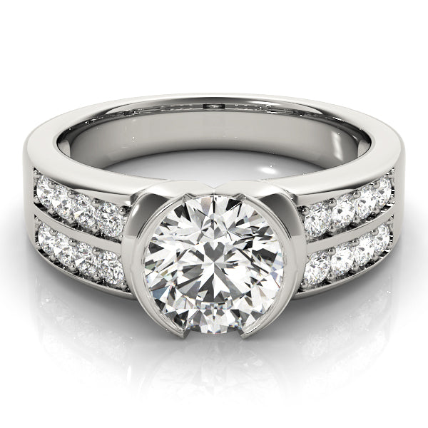 Multirow Half-Bezel Engagement Ring