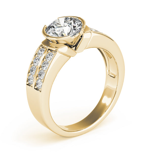 Multirow Half-Bezel Engagement Ring