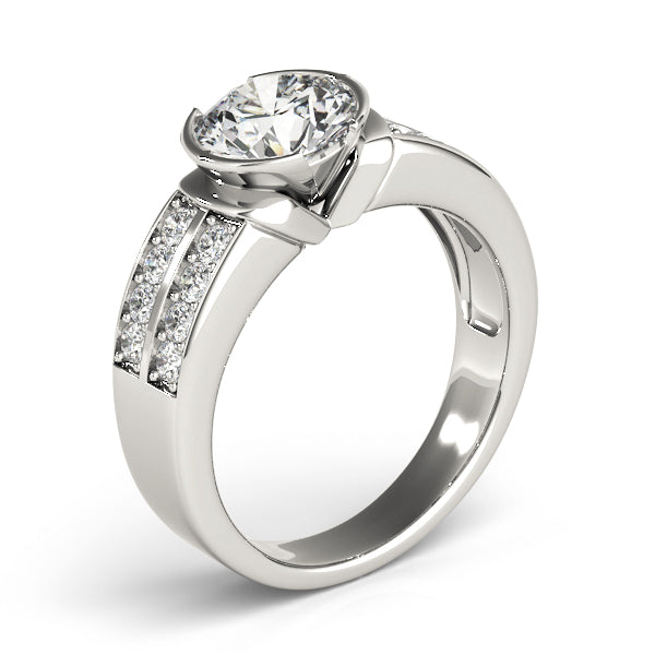 Multirow Half-Bezel Engagement Ring