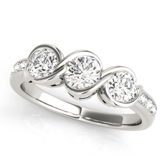 3-Stone Infinity Bezel Set Engagement Ring