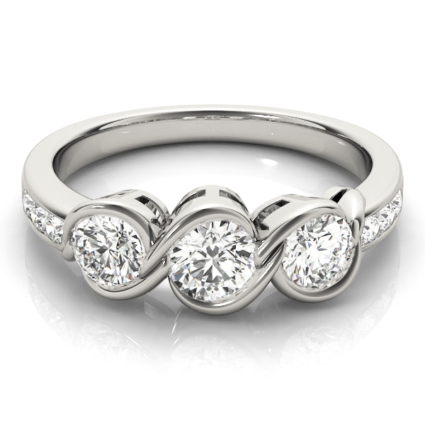3-Stone Infinity Bezel Set Engagement Ring