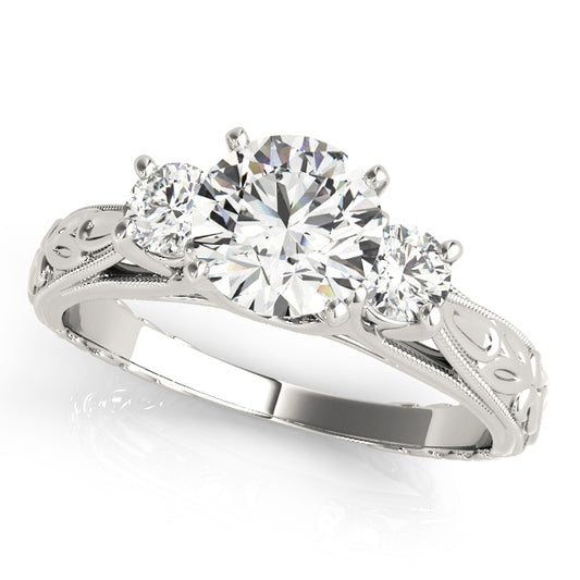 3-Stone Vintage-Inspired Engagement Ring