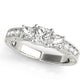 3-Stone Single Row Milgrain Princess Engagement Ting