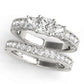 3-Stone Single Row Milgrain Princess Engagement Ting