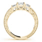 3-Stone Single Row Milgrain Princess Engagement Ting