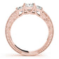 3-Stone Single Row Milgrain Princess Engagement Ting