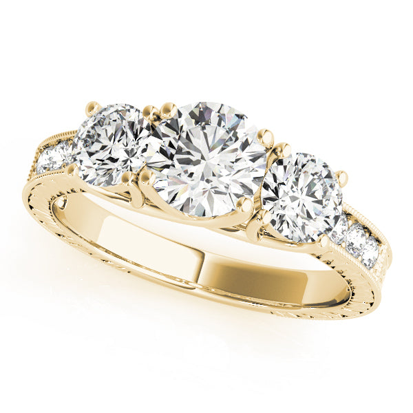 Vintage Style 3-Stone Filigree Engagement Ring