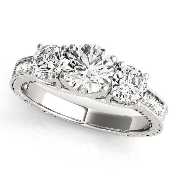 Vintage Style 3-Stone Filigree Engagement Ring