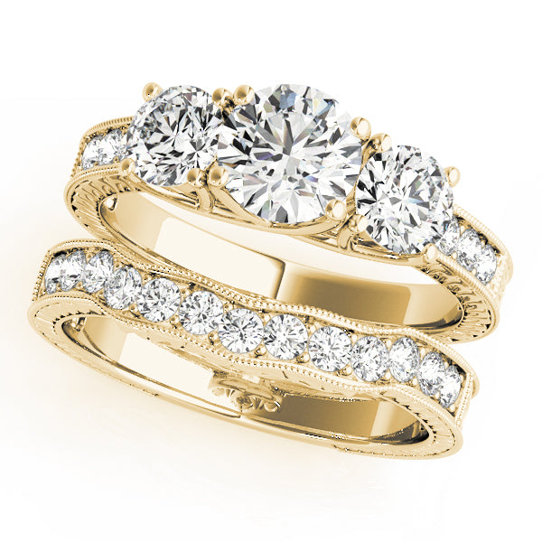 Vintage Style 3-Stone Filigree Engagement Ring