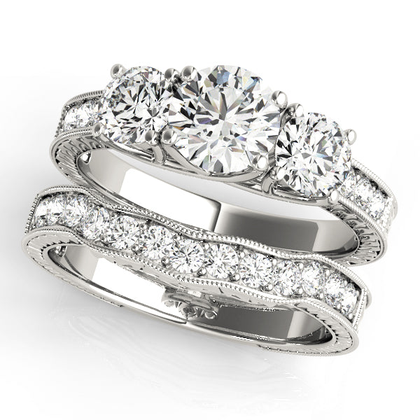 Vintage Style 3-Stone Filigree Engagement Ring
