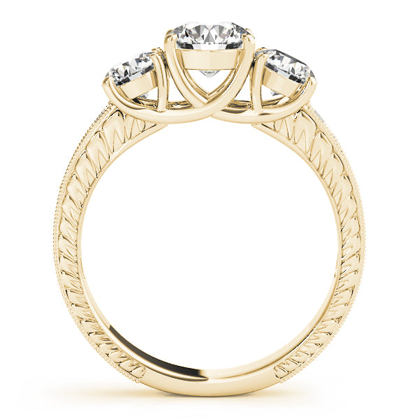 Vintage Style 3-Stone Filigree Engagement Ring