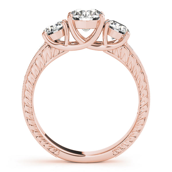 Vintage Style 3-Stone Filigree Engagement Ring