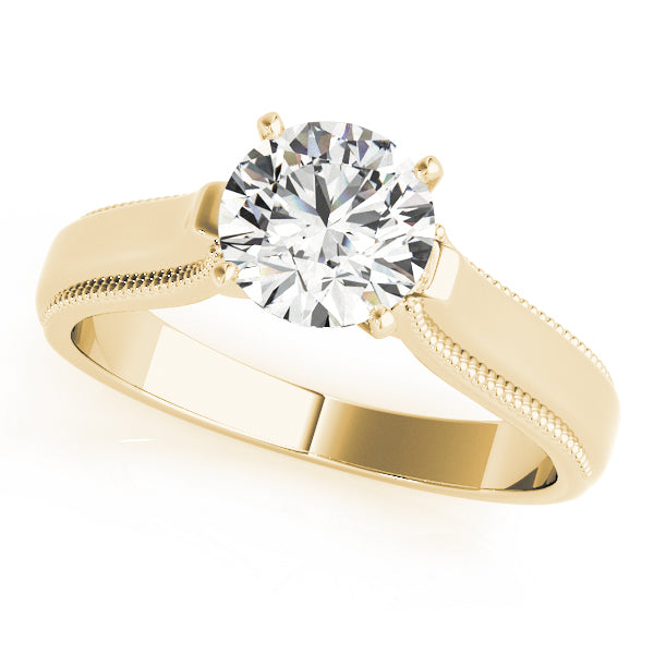 Solitaire Round Milgrain Cathedral Engagement Ring