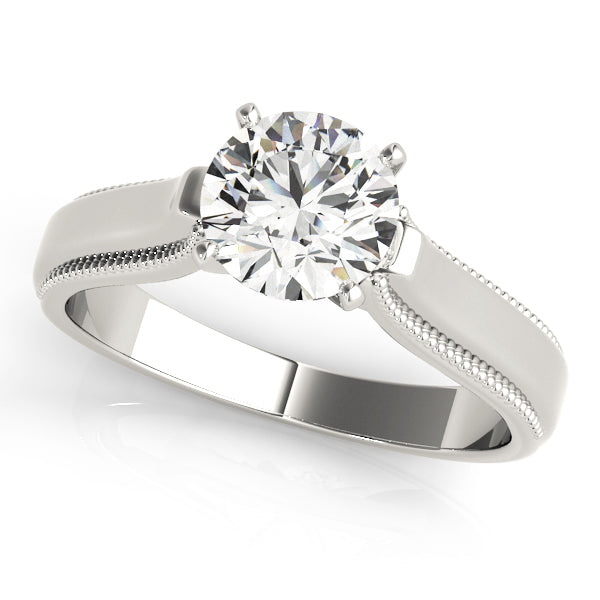 Solitaire Round Milgrain Cathedral Engagement Ring