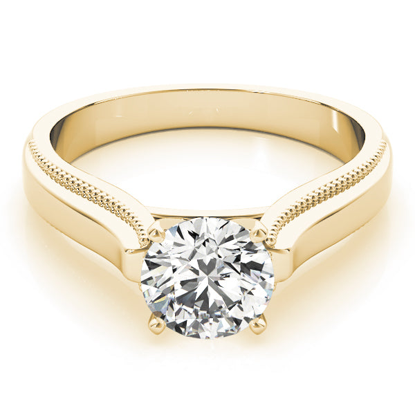 Solitaire Round Milgrain Cathedral Engagement Ring