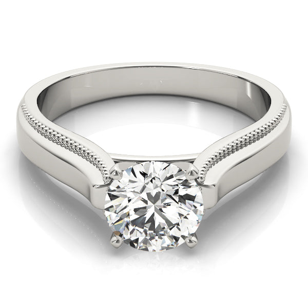 Solitaire Round Milgrain Cathedral Engagement Ring