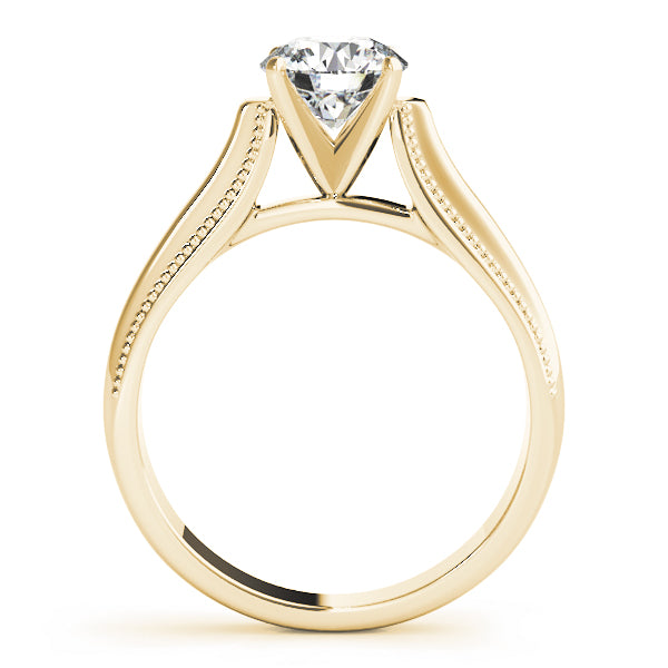Solitaire Round Milgrain Cathedral Engagement Ring