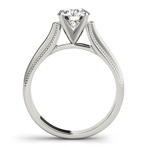 Solitaire Round Milgrain Cathedral Engagement Ring