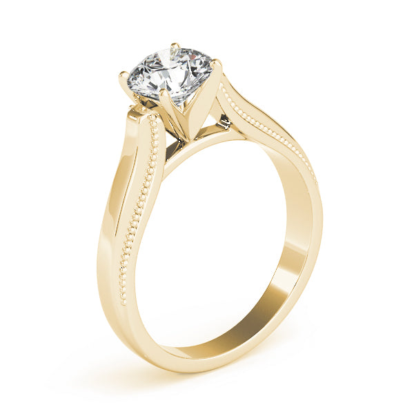Solitaire Round Milgrain Cathedral Engagement Ring