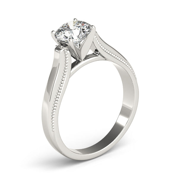 Solitaire Round Milgrain Cathedral Engagement Ring