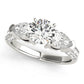 3-Stone Prong Set Pear Shape Milgrain Engagement Rings