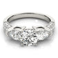 3-Stone Prong Set Pear Shape Milgrain Engagement Rings