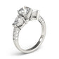 3-Stone Prong Set Pear Shape Milgrain Engagement Rings