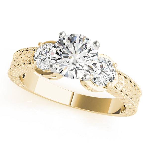 3-Stone Antique inspired Filigree Engagement Ring