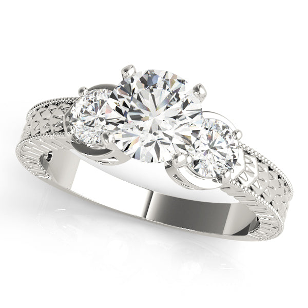 3-Stone Antique inspired Filigree Engagement Ring