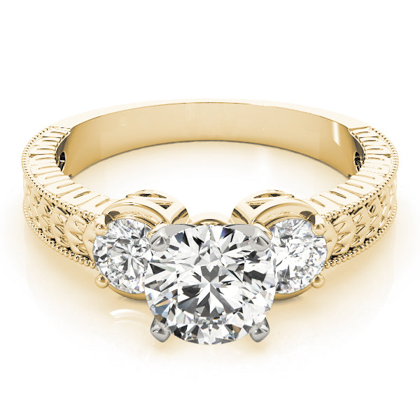 3-Stone Antique inspired Filigree Engagement Ring
