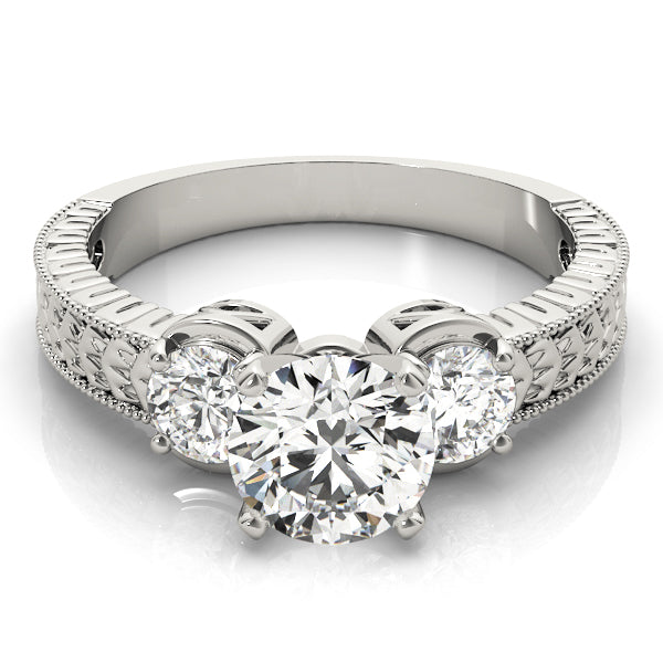 3-Stone Antique inspired Filigree Engagement Ring