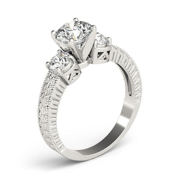 3-Stone Antique inspired Filigree Engagement Ring