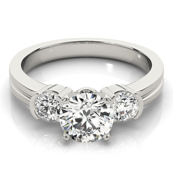 3-Stone Half Bezel Round Engagement Ring