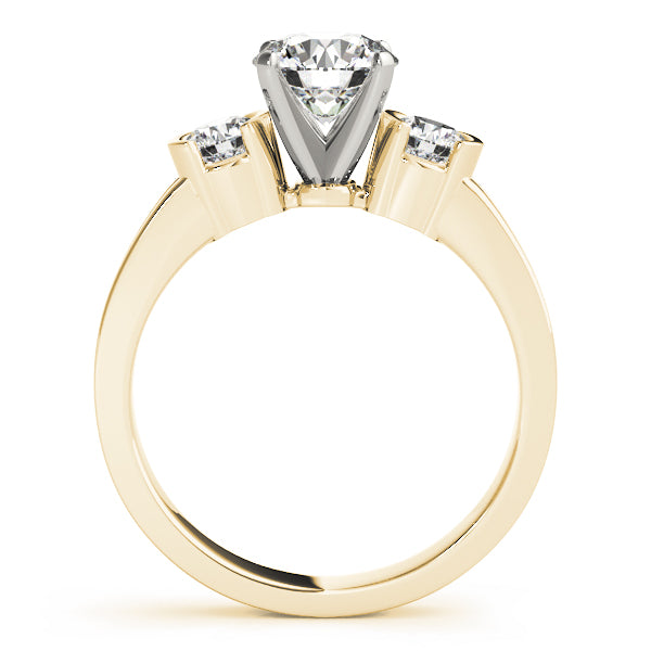 3-Stone Half Bezel Round Engagement Ring