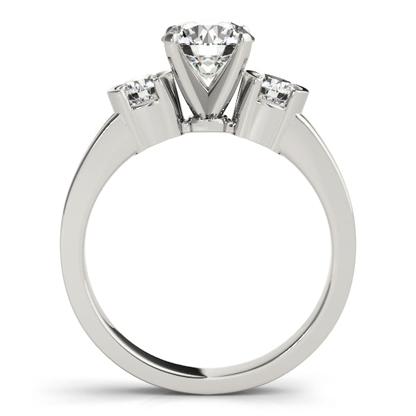 3-Stone Half Bezel Round Engagement Ring