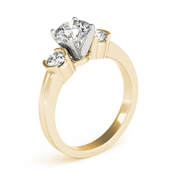 3-Stone Half Bezel Round Engagement Ring