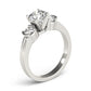 3-Stone Half Bezel Round Engagement Ring